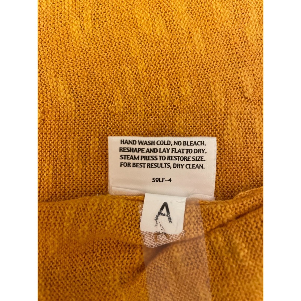 Eileen Fisher Womens Pullover Short Sleeve Henley Top Large Gold Linen Blend - Picture 11 of 12